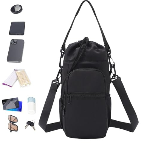 Support pour Bouteille d'eau avec Sangle,Housse Isolante avec Poche,Porte-Gourde Isotherme Pour Extérieur | Pour Randonnée Camping Plage Pêche Sports Course Salle De Sport Voyage Femmes Hommes
