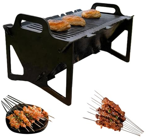 Portable Folding Grill – Compact Charcoal Barbecue for Easy Storage Ideal for Camping Tailgating Outdoor Cooking Travel-Friendly Mini BBQ Grill