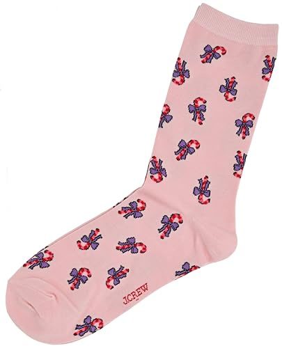 J.Crew Mercantile Women's 1 Pair Trouser Socks, O/S, Dusty Pink Candy Cane