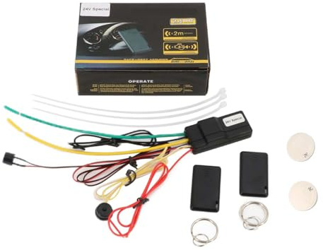 aqxreight Dispositivo Antirrobo Inmovilizador de Coche de 24 V 2,4 GHz con Control Remoto, Bloqueo del Motor para Cualquier Vehículo DC24 V, Función Antisecuestro, Aprendizaje para 3 Llaves, Rango