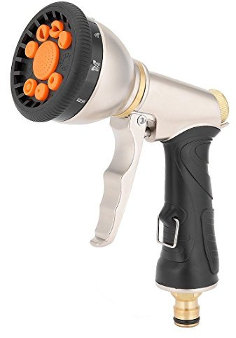 Topways® Expandable Garden Hose Spray Nozzle, 9-Way Multi Functional Heavy Duty Metal Spray Gun, Perfect for Garden, Watering Lawn, Car Washing, Cleaning, Pets Wash