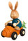 Drechslerei Kuhnert - Osterdekoration/Osterhase - Stupsi Hase mit Möhrenflitzer - 12cm - aus Holz - Made in Germany