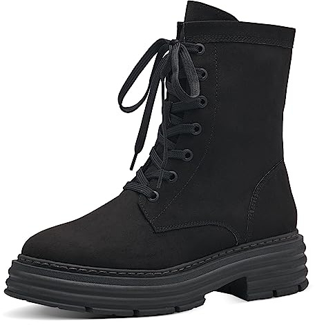 MARCO TOZZI Stivaletti Donna con Lacci Invernali Zeppa, Black, 39 EU