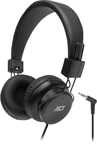 ACT Auriculares Plegables con Cable, Auriculares en el oído, Conector Jack de 3,5 mm, Longitud de Cable de Nailon 1,5 m – AC9300