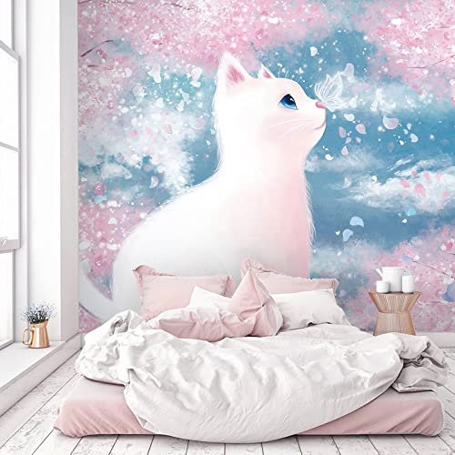 Papier peint 3D pour décoration de chambre d'enfant dessin animé chat fond d'écran pour salon Mural garçon fille chambre, 150 * 105cm