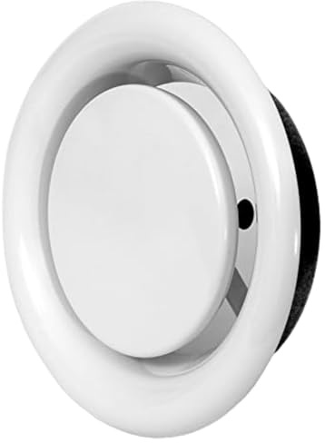 Ø 150 mm vit metall anemostat – frånluft tallriksventil – rund ventilationsventil med monteringsring