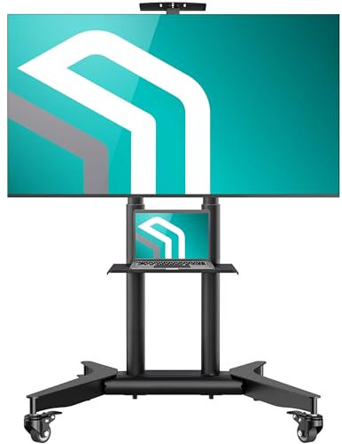 ONKRON Support TV roulettes pour 32-75 Pouces TV, Meuble TV Poids de 50 kg - Pied TV avec VESA 200x200 - VESA 600x400/Ecran Mobile sur Pied Hauteur Réglable TS1571-B Noir