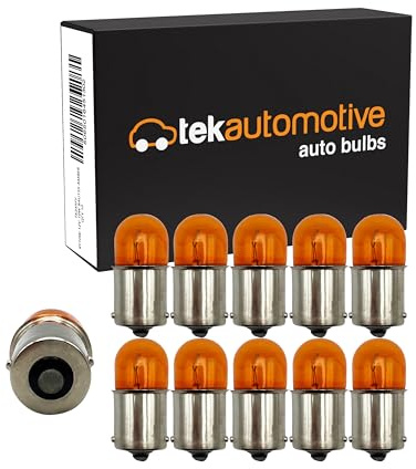 Tek Automotive 589 RY10W Lot de 10 ampoules ambrées pour clignotants de moto de voiture 245FY 12 V 10 W Ampoule BAU15S