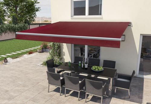 Gelenkarm-Markise Berlin mit Funkmotor Bordeaux rot Breite 400 cm Ausfall 250 cm Markisen