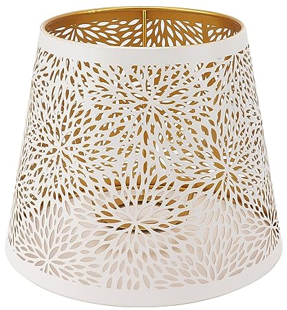 Metall-Lampenschirm mit Blumenmuster, Weiß, für Tisch- und Stehlampe, E27/E26, moderner Stil