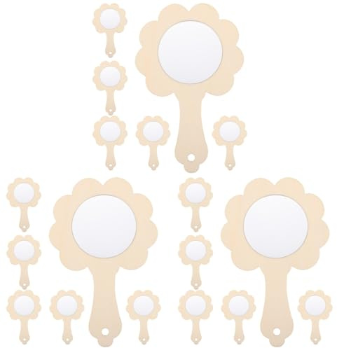 DIYEAH Holzspiegel Zum Basteln Für Kinder 18 Stück Mini Handspiegel Mit Holzgriff Zum Bemalen Und Dekorieren Für Kinderzimmer Deko Und Kreative DIY-Projekte