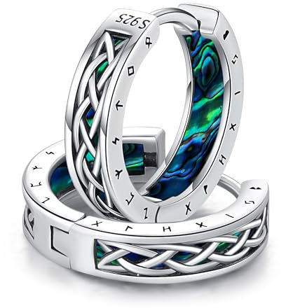Wikinger Ohrringe 925 Sterling Silber Keltischer Knoten Ohrringe Kreolen Ohrringe Nordische Runen Ohrringe Schmuck Geschenke für Herren Damen