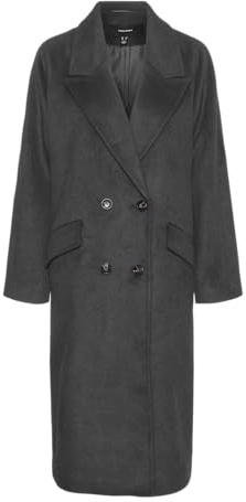 VERO MODA Vmharper Ga Noos - Abrigo largo de lana, Gris oscuro, L