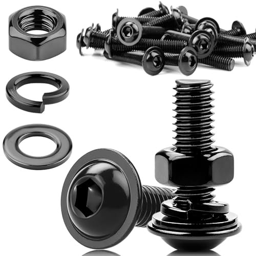 KGGZKG 20 tornillos M5 x 20, tornillos de cabeza alomada M5, acero inoxidable 304, negro, tornillos con tuercas, tornillos de cabeza plana M5 A2 V2A, tornillos de acero inoxidable, hexágono interior