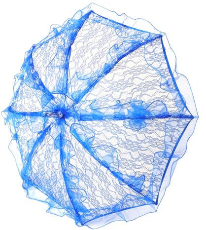 LIFKOME Hochzeits-Spitzen-Requisiten-Regenschirm Hochzeit Umbrella Klassischer Schirm Dekorative Regenschirme Sonnenschirme für Schatten Hochzeit Sonnenschirme Spitzenschirm Plastik Blue