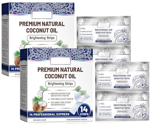 Strisce sbiancanti al cocco e menta, sbiancamento dei denti, strisce sbiancanti per denti sensibili, pulizia dell'alito fresco, sbiancamento dei denti (2box)