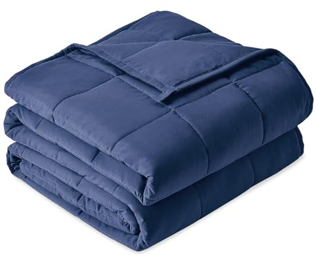 Sivio Gewichtsdecke für Erwachsene 7kg, Atmungsaktive Beschwerungsdecke, weiches Material mit Glasperlen für alle Jahreszeiten, Sofabett, 150 x 200 cm, Marineblau