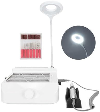 Aspirateur Ongle, Collecteur de poussière d'ongles 80W 4 en 1, forte puissance, polisseuse de l UV, perceuse à ongles, lampe d'éclaira, aspirateur à main, dispositif de Salon de manucure