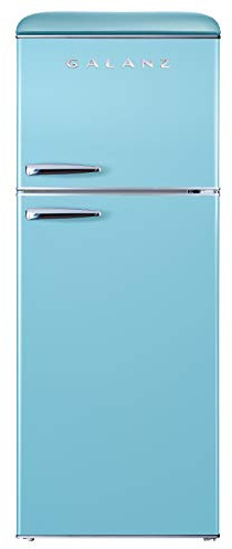 Galanz GLR10TBEEFR Retro Refrigerator with Top Freezer Frost Free, Dual Door Fridge, Adjustable Electrical Thermostat Control, 10 cu ft, Blue