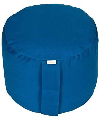 Yogabox Hochwertiges Meditationskissen Rondo Big - Yogakissen extra hoch Bezug und Innenkissen 100% Baumwolle Ø ca. 34 cm, Petrol