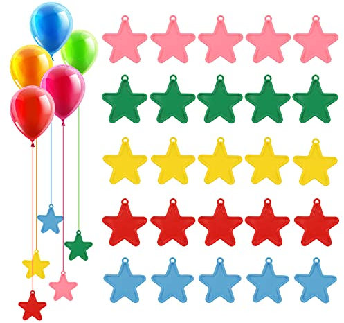 Auidy_6TXD 25 Stück Luftballons Gewichte Stern Ballongewicht Ballonbeschwerer Bunte Gewichte Kunststoff Set für Helium für Hochzeit Kinder Feiern Geburtstag