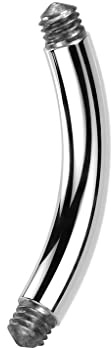 Paula & Fritz® Piercing ersättningsstav titan ium klass 23 yttre gänga 1,2 mm 1,6 mm tjocklek kombinerbar böjd barbellgänga banan navelpiercing, Titan, Nej