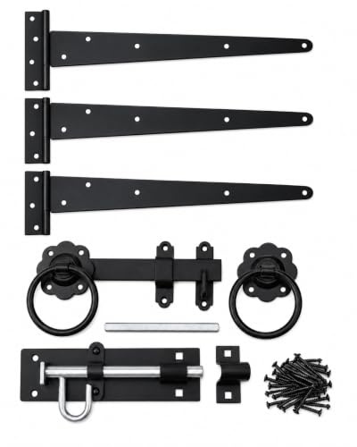 Grindgångjärn kit monteringssats gångjärn Brenton bult ring spärr trägrind svart - HAVEN HERITAGE (45 cm)