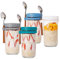 IGTOPS Overnight Oats Gläser mit Deckel und Löffel, Overnight Haferbehälter Haferflocken Behälter, Joghurt Becher Müslibecher Müsli Becher, Einmachglas, Frühstück Mason Jars Auslaufsicherer Behälter