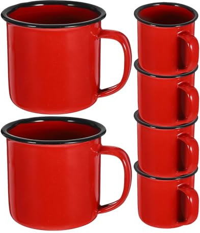 Cabilock 6-Teiliges Retro-Emaille-Tassenglas Espressotassen Weingläser-Set Outdoor-Set Kleine Vintage-Eisenbecher Lagerfeuerbecher Getränkebecher Emaille-Becher Kaffeebecher