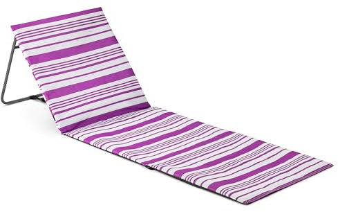 Trail Beach Mat With Adjustable Backrest, Folding Sun Lounger, Lightweight Portable Sunbathing Recliner with Pocket and Carry Handle