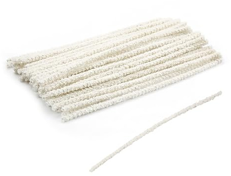 Rumyve White Pipe Cleaners,Long DIY Art Fuzzy Sticks,Reliable Flexible Pipe Stems for Smoking Pipe Cleaning DIY Art Creative Crafts Party Decorations(50 Pcs)
