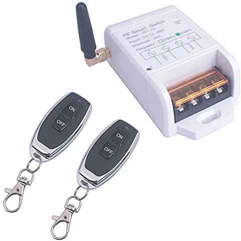 Interrupteur de télécommande 12V 24V 36V 48V,Interrupteur sans fil 12V-48V pour pompe à eau, Porte de garage des systèmes de sécurité, Lumières, Émetteur-récepteur 433MHz (2* Contrôleur 433Mhz)