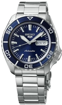 Seiko analoge Herrenuhr, Silber, Sportlich