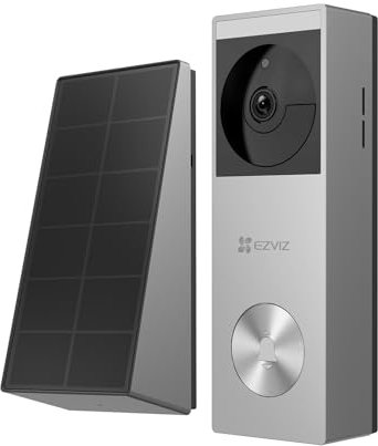EZVIZ 2K Solar Doorbell Camera Removal-Free Charging No Monthly Fee, 32GB Local Storage, 162° Wide View, Wireless & Wired, Colour Night Vision, AI Detection, Front Door Camera (HP3 Pro)
