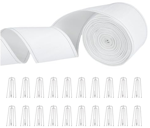 NICENEEDED Ruban Adhésif pour Rideau Ondulé de 10 mètre Ruban D'En Tête de Draperie Blanc avec 100 Crochet Ruban Plissé Transparent pour Rideau Ondulé
