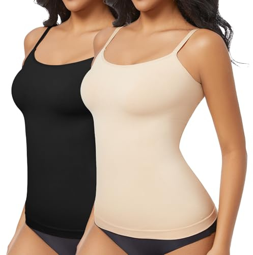 ONEW Compressions Camisole Top for Women Tummy Control Shapewear Top Waist Trainer Shaping Cami Vest with Spaghetti Straps