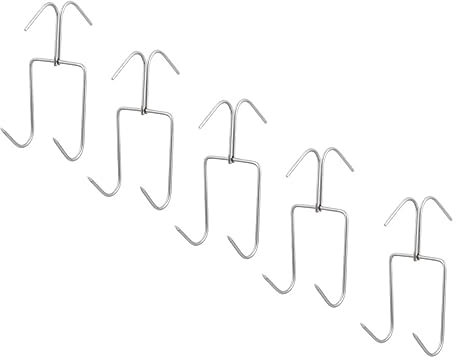 GLEAVI 5 pièces Crochets à Viande Crochets de Cuisine Acier Stables pour Barbecue et Boucherie Design à Double Rangée