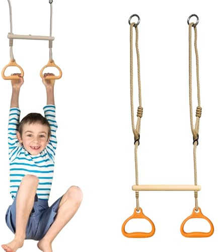 Barras de Trapecio para, Anillos Oscilantes para Parques, Anillos Ergonómicos Juego Sensorial Infantil Interior Exterior Familiar
