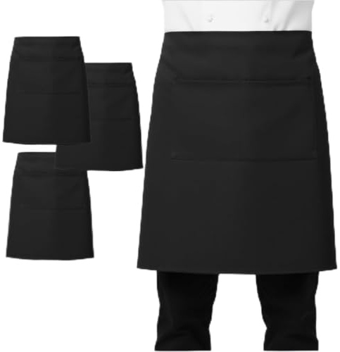 LEFUNDA® Matlagningsförkläde, Vattentätt förkläde med 3 fickor, Justerbart grillförkläde med långa remmar, Köksförkläde för män, kvinnor, kök, restaurang, café