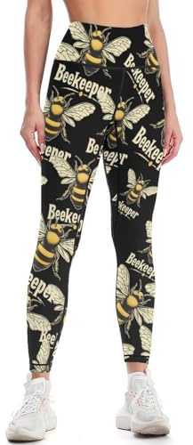 Bee Keeper Womens High Waisted Workout Leggings Pilates Gym Athletic Yoga Pants for Tummy Control Running