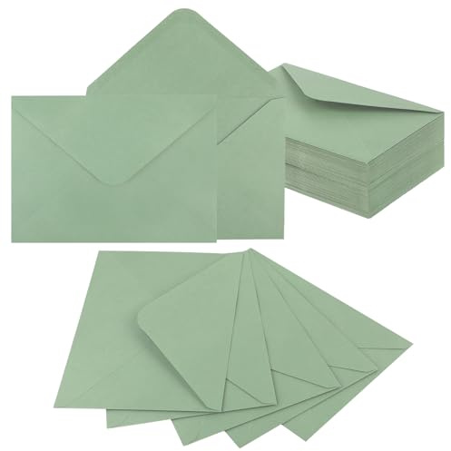 Lot de 100 Enveloppes B6 13x18 - Enveloppes Couleur Vert Eucalyptus, 120 g/m², Sans Fenêtre, Rabat Pointu, Fermeture Gommée, Idéales pour Mariages, Cartes de Vœux, Invitations et Fêtes