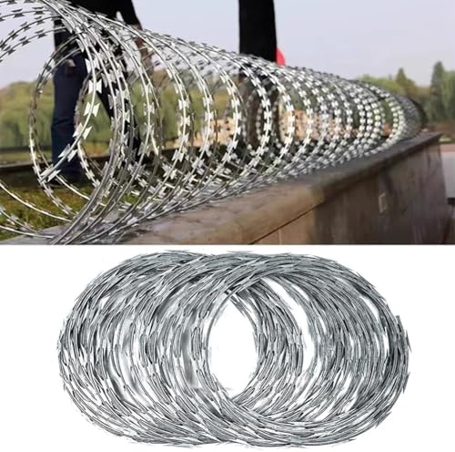 Fil Barbelé En Acier Inoxydable, Fil Barbelé À Double Spirale, Clôture En Fil Barbelé Galvanisé, Convient Pour La Protection Et La Sécurité Des Jardins, Fermes, Usines Et Cours(30cm)