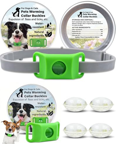 Aquality Pets Collar– Collar Antipulgas para Perros con 4 Cápsulas Reemplazables, Ingredientes 100% Naturales, Seguro para Perros y Gatos, Apto para Todo Tipo de Perros y Gatos (2, Verde)