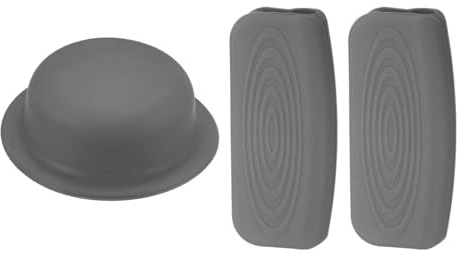 M METERXITY 3-Pack Silicone Pot Lid Covers & Silicone Assist Handle Holder Grip, Heat Resistant Lid Knob Handle Caps for Kitchen Cookware, Non-Slip Safe Grip Protectors [Gray]