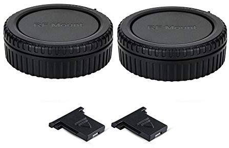 PROfezzion RF Mount Kamerahuslock och Bakre Objektivlock med Hot Shoe-Skydd för Canon EOS R R1 R5 R5 Mark II R6 R3 R10 R8 R7 R50 RP Fullformat Spegellös Kamera och RF Mount Spegellösa Objektiv, 2-pack