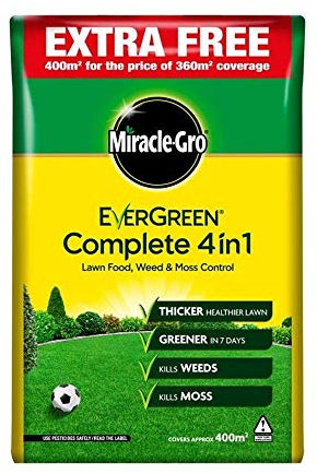 Fertiliser Miracle Gro Evergreen Complete 4 in 1 Lawn Food Weed Killer Moss Killer 400m² (1 Pack)