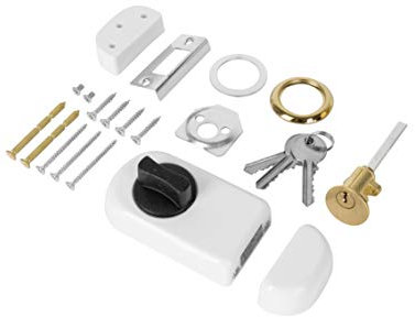 ADGO Serrure De Porte Ergo En Saillie, Supplémentaire Avec Bouton, Insert Rond Et 3 Clés, Mécanisme En Acier, 4 Couleurs, Cylindre Extérieur, Serrure De Coffre (60 mm, Blanc)