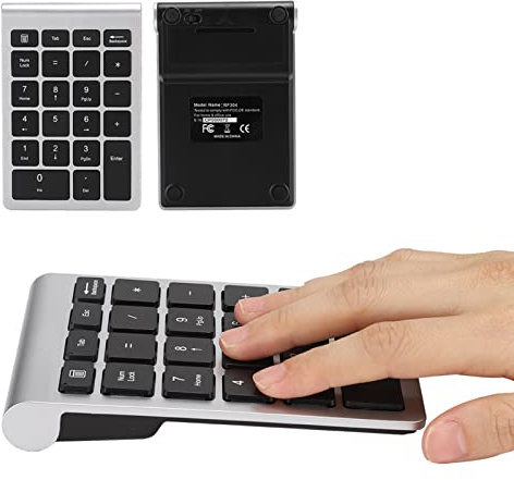 Trådlös Numpad, 22 Knappars Numeriskt Tangentbord med USB-Mottagare, Bärbar Numpad för Finansiell Redovisning, Silver-Svart