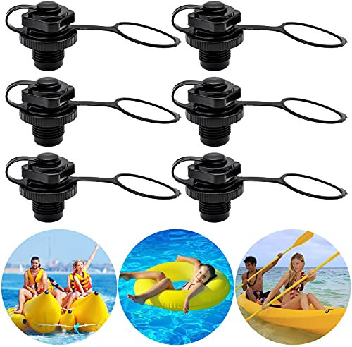 YHSWIN 5 Stück Schlauchboot Ventil, Schwarzes Kajak Aufblasbar Ventil mit Kappe Kanu Ventil Ersatz 22mm Schlauchbootventil Schraube Luftventil