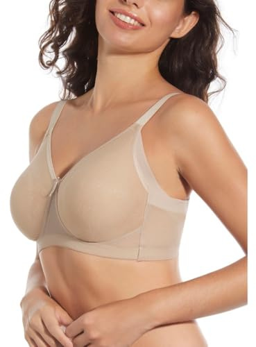 Selene, Reggiseno Donna Modellante, Senza Ferretto e Imbottitura, con Fascia Alta Comfort e Coppe Decorate, Collezione Betty, Colore Terra, Taglia 4C